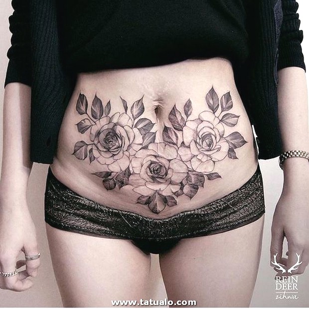 Dibujos para tatuar e imprimir Tatuajes Mujeres Abdomen