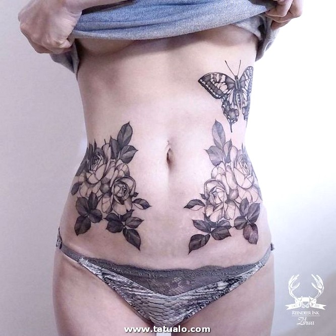 Dibujos para tatuar e imprimir Tatuajes Mujeres Abdomen